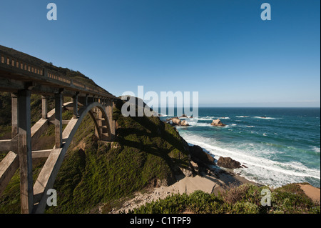 Big Sur, California. Rocky Creek Bridge along coastal highway USA.. Stock Photo