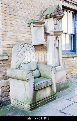 Grandads Clock and Chair Sculpture Bradford West Yorkshire England Stock Photo