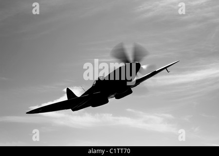 A Supermarine Spitfire Mk-18 in flight near West Chester County, Pennsylvania. Stock Photo