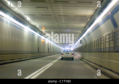 view from inside the callaghan tunnel in boston massachusetts Stock Photo