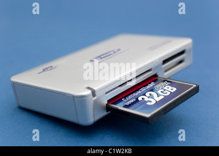 Card reader with compact flash card Stock Photo