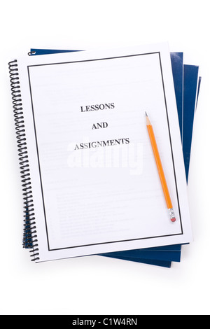 pencil and textbook close up Stock Photo