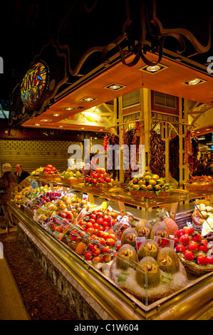 Stall in  La Boqueria Food Market in Barcelona Stock Photo