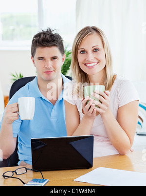 Couple having tea break Stock Photo