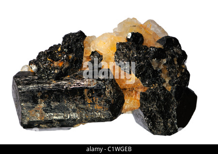 Black Tourmaline / Schorl crystals from Minas Gerais, Brazil Stock Photo