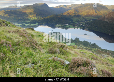 View from Place Fell over Ullswater towards Birks, St Sunday Crag and the Helvellyn Range in the English Lake District Stock Photo