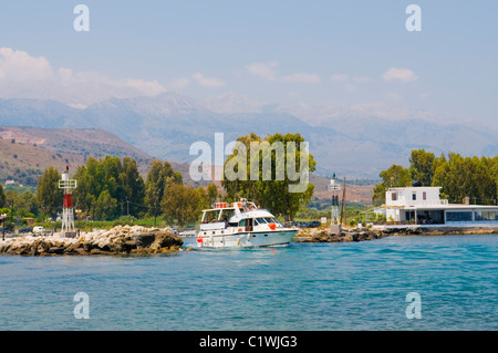 Pleasure Cruiser leaving the Harbour at Georgioupolis Stock Photo