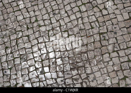 Texture of small 1 inch square tiles forming tiled walkway. Stock Photo