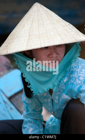 Vietnamese Woman Wearing Traditional Conical Hat