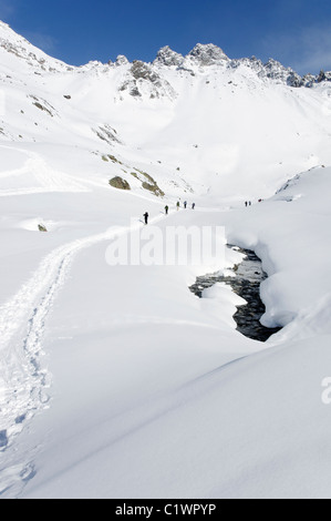 Ski touring in the Silvretta region of Austria Stock Photo