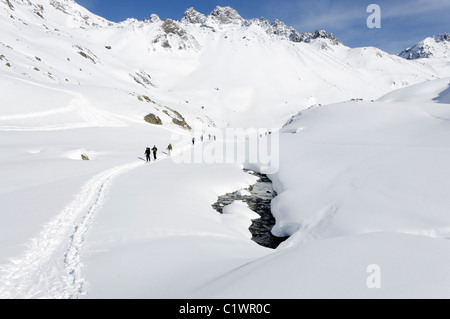 Ski touring in the Silvretta region of Austria Stock Photo