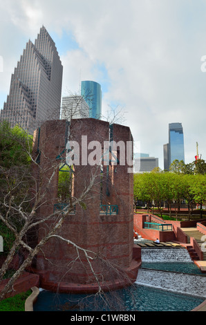 Downtown Houston from the Sesquicentennial Park. Texas, USA. Stock Photo