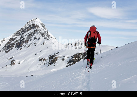 Ski touring in the Silvretta region of Austria Stock Photo