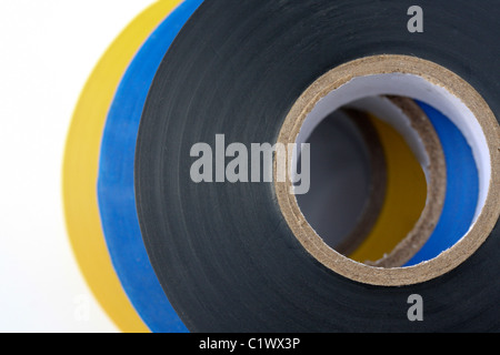 Electricians insulation tape macro and Isolated on a white background Stock Photo