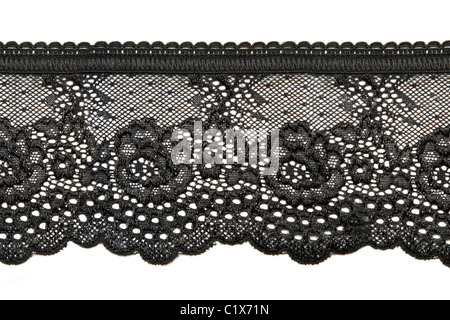 Black lace with pattern in the manner of flower on white background Stock Photo