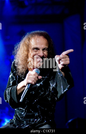 Ronnie James Dio of Heaven and Hell Performing live in concert as part of their 'Bible Black Tour' at Charter One Pavilion on Stock Photo