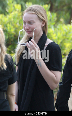 Hayley Wood, gather at the funeral of DJ AM aka Adam Goldstein at