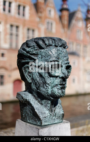 Bust of Frank Van Acker at Bruges, Belgium Stock Photo