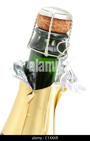 champagne bottle with white background close up shot Stock Photo