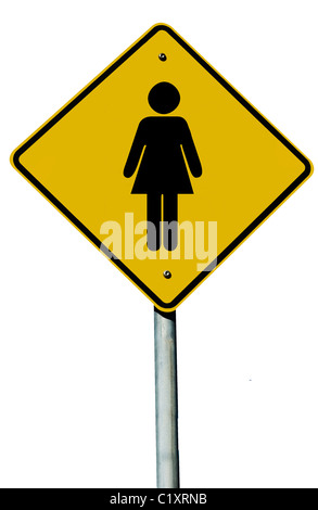 A female sign isolated on a plain white background.