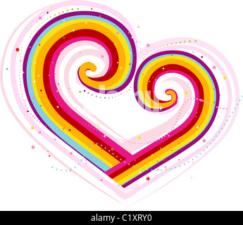 Valentine Design Featuring a Rainbow Colored Heart Stock Photo