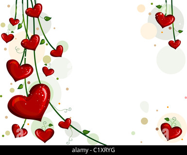 Valentine-themed Background Featuring Vine-like Hearts Stock Photo