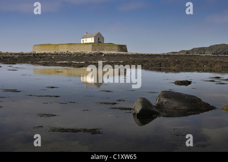 St Cwyfans 13th Century Church near Aberffraw on Anglesey North Wales coast Stock Photo