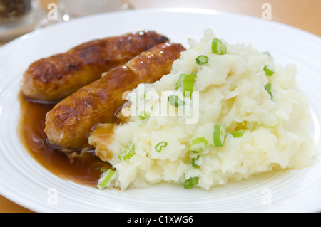 Sausages and mash. Stock Photo