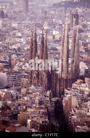 Aerial view of Sagrada Familia Cathedral in Barcelona Stock Photo