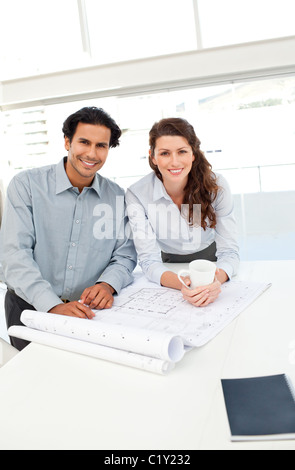 Portrait of happy architects working together Stock Photo