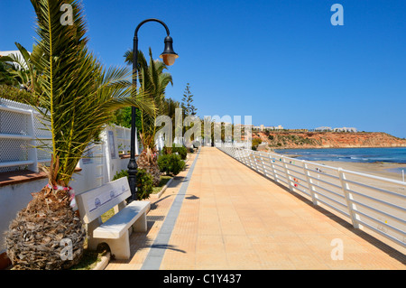 The promenade at Aguamarina Beach at Dehesa de Campoamor, Orihuela, Alicante province, Spain. Stock Photo