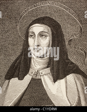 Saint Teresa of Ávila, baptized Teresa Sánchez de Cepeda y Ahumada, 1515 – 1582. Spanish mystic, Roman Catholic saint. Stock Photo