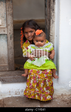 Village kids in Andhra Pradesh South India Stock Photo