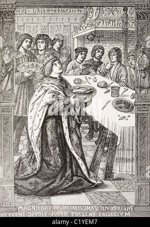 St. Louis, King Louis IX of France, 1214 - 1270, serving a meal to the poor. Stock Photo