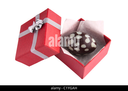 Easter chocolate Eggs in a present boxes Stock Photo