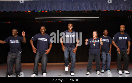 Strikers All Stars perform with Special Olympic Champion Deborah 'Spread the word to end the word' for the special Olympics Stock Photo