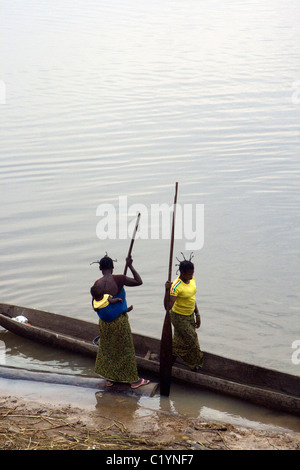 Dugout canoe,Betou,Ubangi River,Republic of Congo Stock Photo