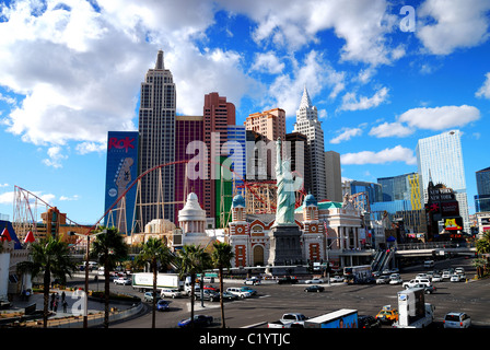 New York-New York hotel casino creating New York City skyline with skyscraper towers and Statue of Liberty replica. Las Vegas Stock Photo