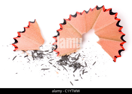 Pencil Shavings with white background Stock Photo