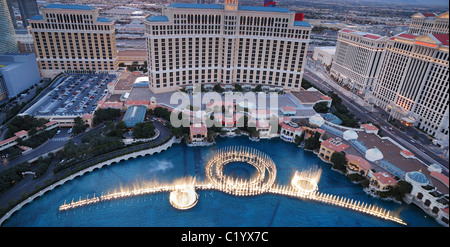 Aerial view of Bellagio Fountain Show, Las Vegas Stock Photo