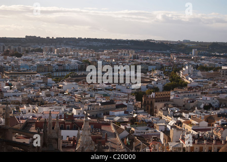 Panoramic view from the top of Giralda Tower Cathedral Seville Andalucia Spain Stock Photo