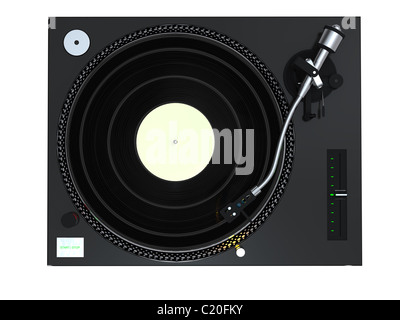 3D rendering of black turntable isolated on white background Stock Photo