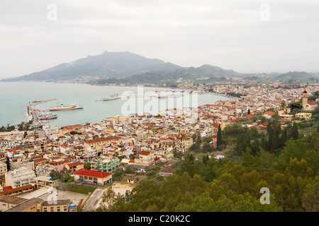 A high view of the capital city of Zakynthos island, Greece Stock Photo