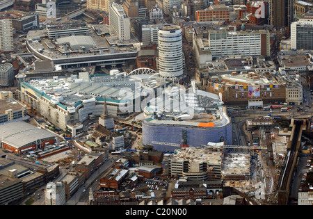 Aerial view of Birmingham Bullring shopping centre under construction ...