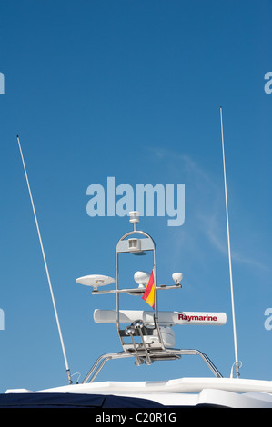 Navigation and radar equipment and antenna on the mast of cruise ship ...