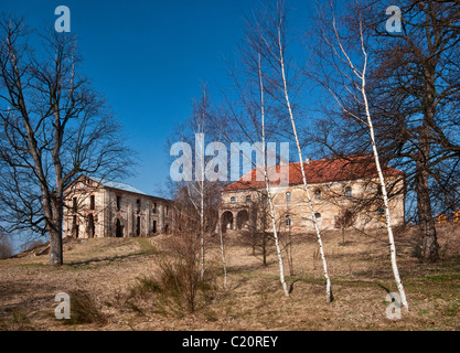Ruined baroque palace, former Cistercian abbot residence and cloister in village of Wierzbna near Swidnica and Wroclaw, Lower Silesia, Poland Stock Photo