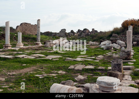 Ancient ruins in the town of Side, Turkey Stock Photo