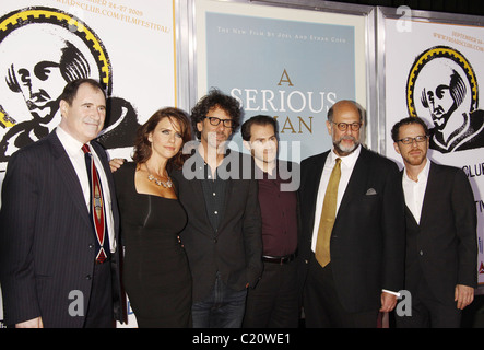 Richard Kind, Amy Landecker, Joel Coen, Michael Stuhlbarg, Fred Melamed and Ethan Coen Premiere of 'A Serious Man' at the Stock Photo