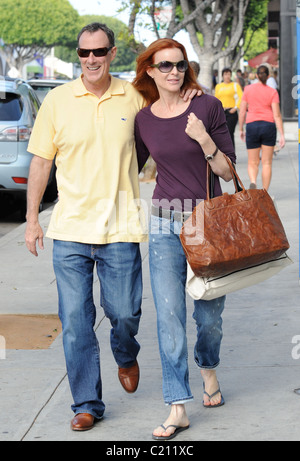 Actress Marcia Cross and husband Tom Mahoney go shopping together on Montana Blvd in Santa Monica Los Angeles, California, USA Stock Photo