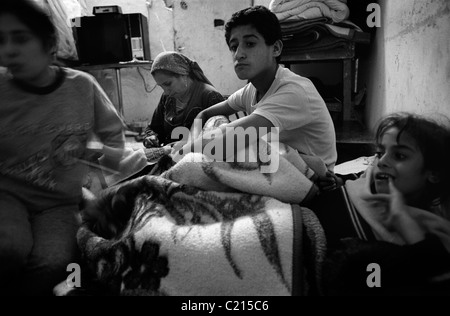 Jabalya Refugee Camp, Gaza 1988. Familly living under curfew Stock Photo
